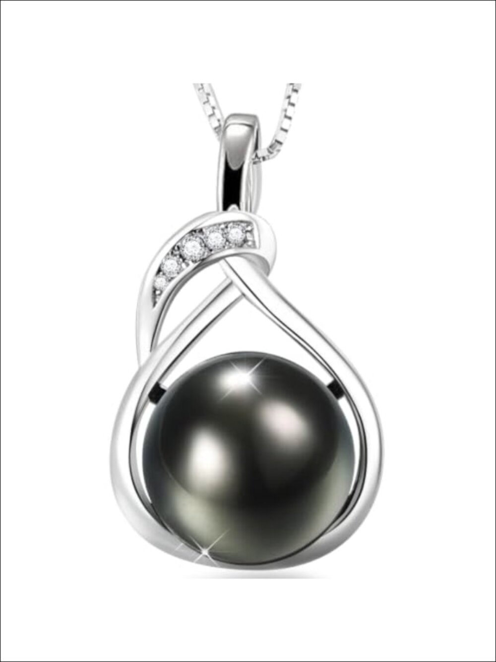 Real Tahitian Pearl Necklace 10-12mm 925 Sterling Silver